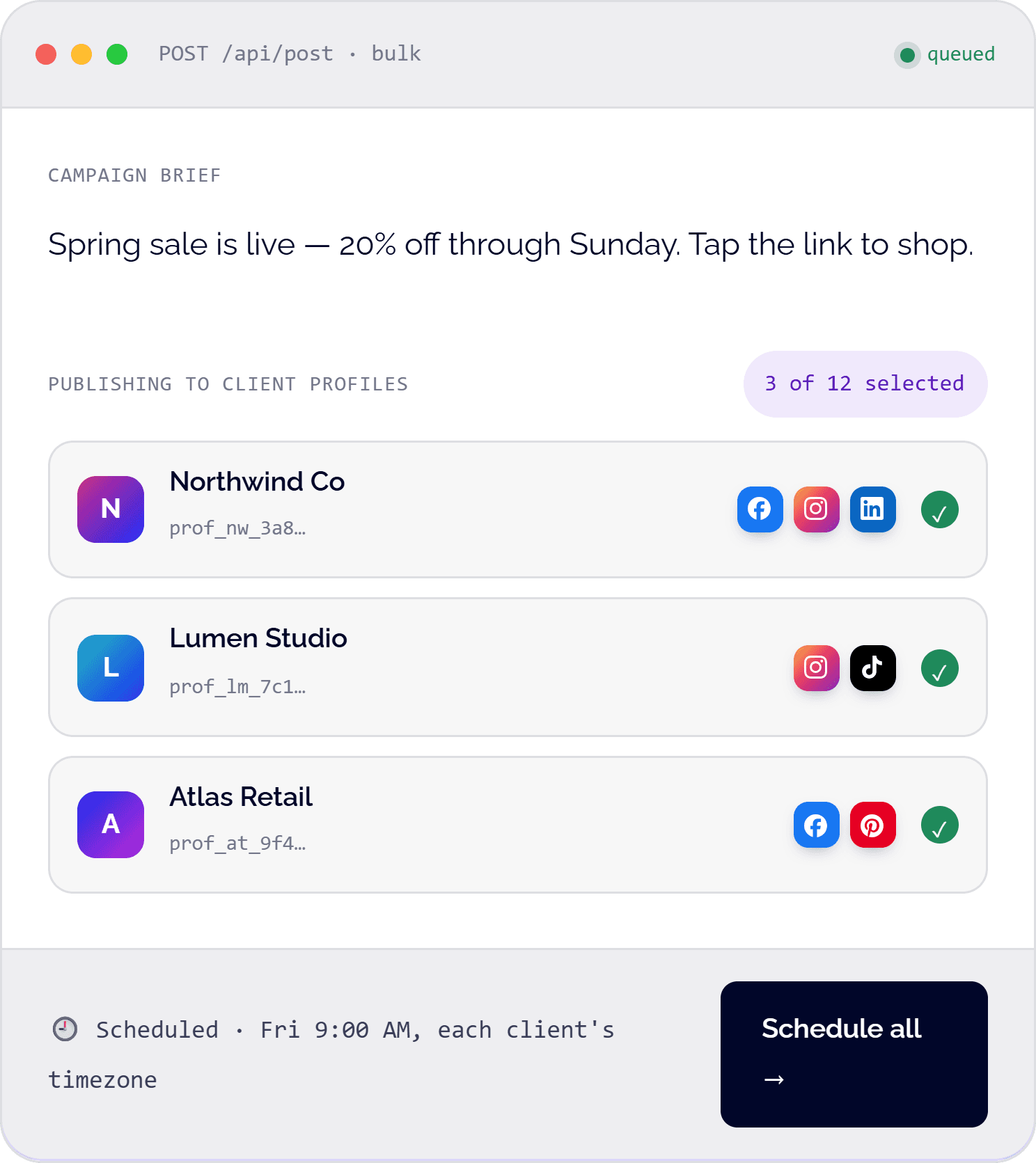 Publish and schedule