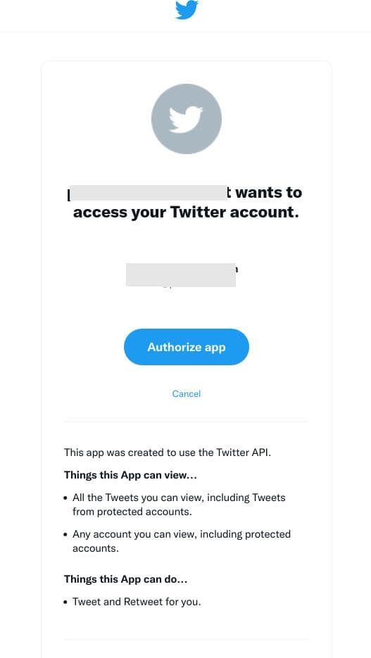 Twitter’s app authorization page